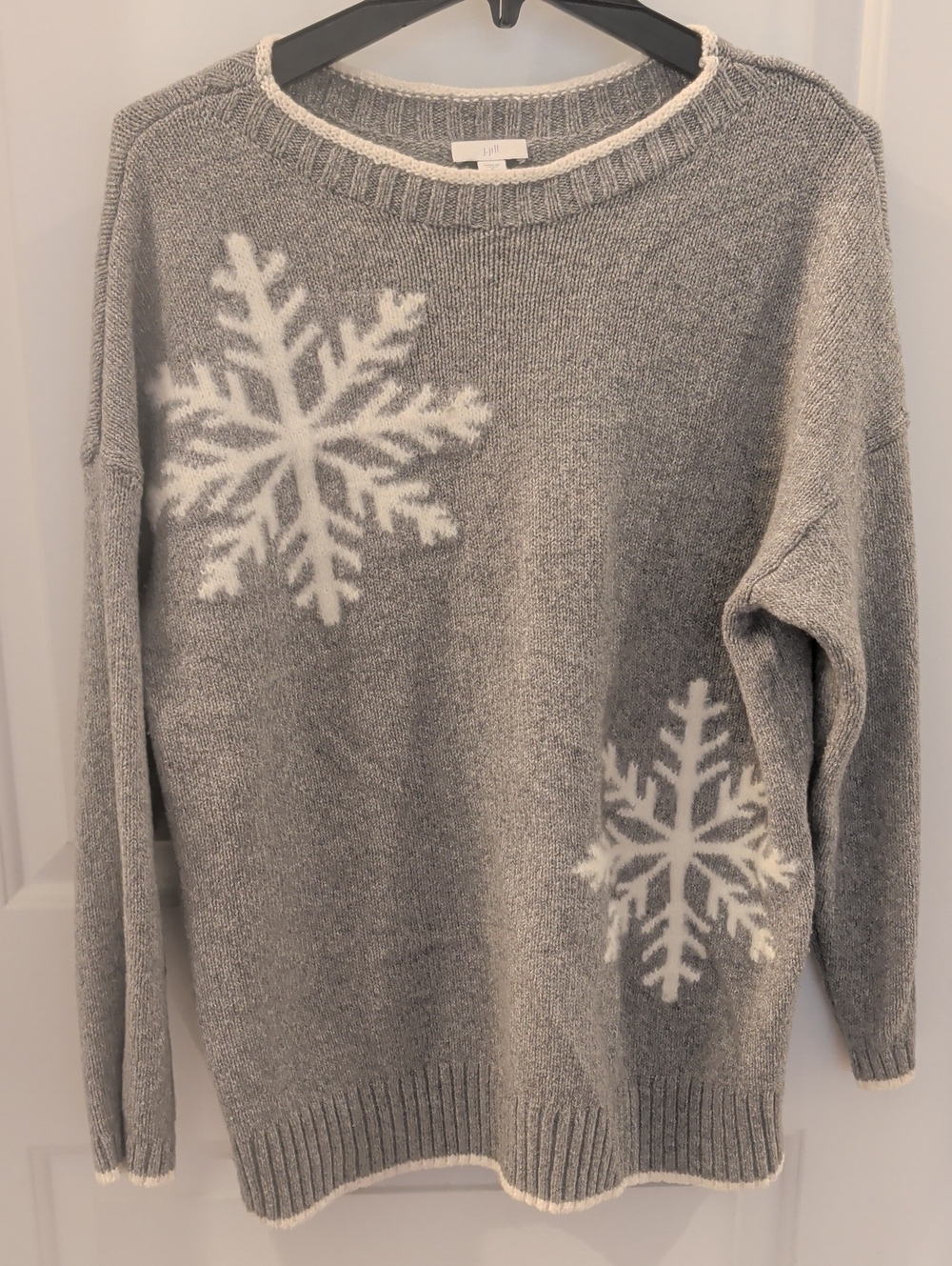 Cozy Gray Snowflake Knit Sweater - Women's Pullover J Jill